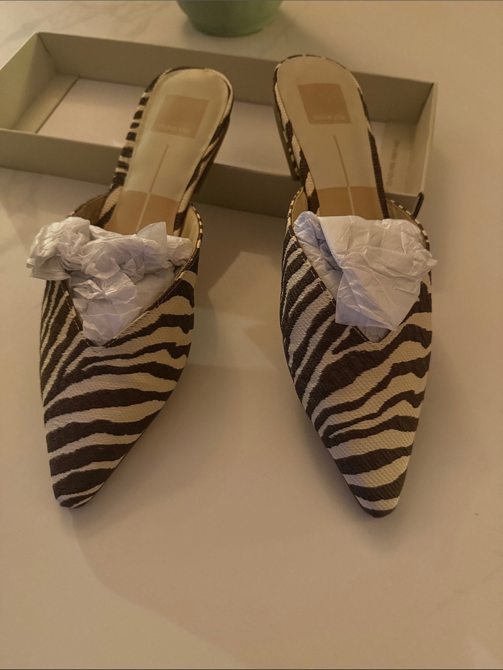 Dolce Vita Brown & Cream Zebra-Print Pointed Mules - Picture 6 of 7